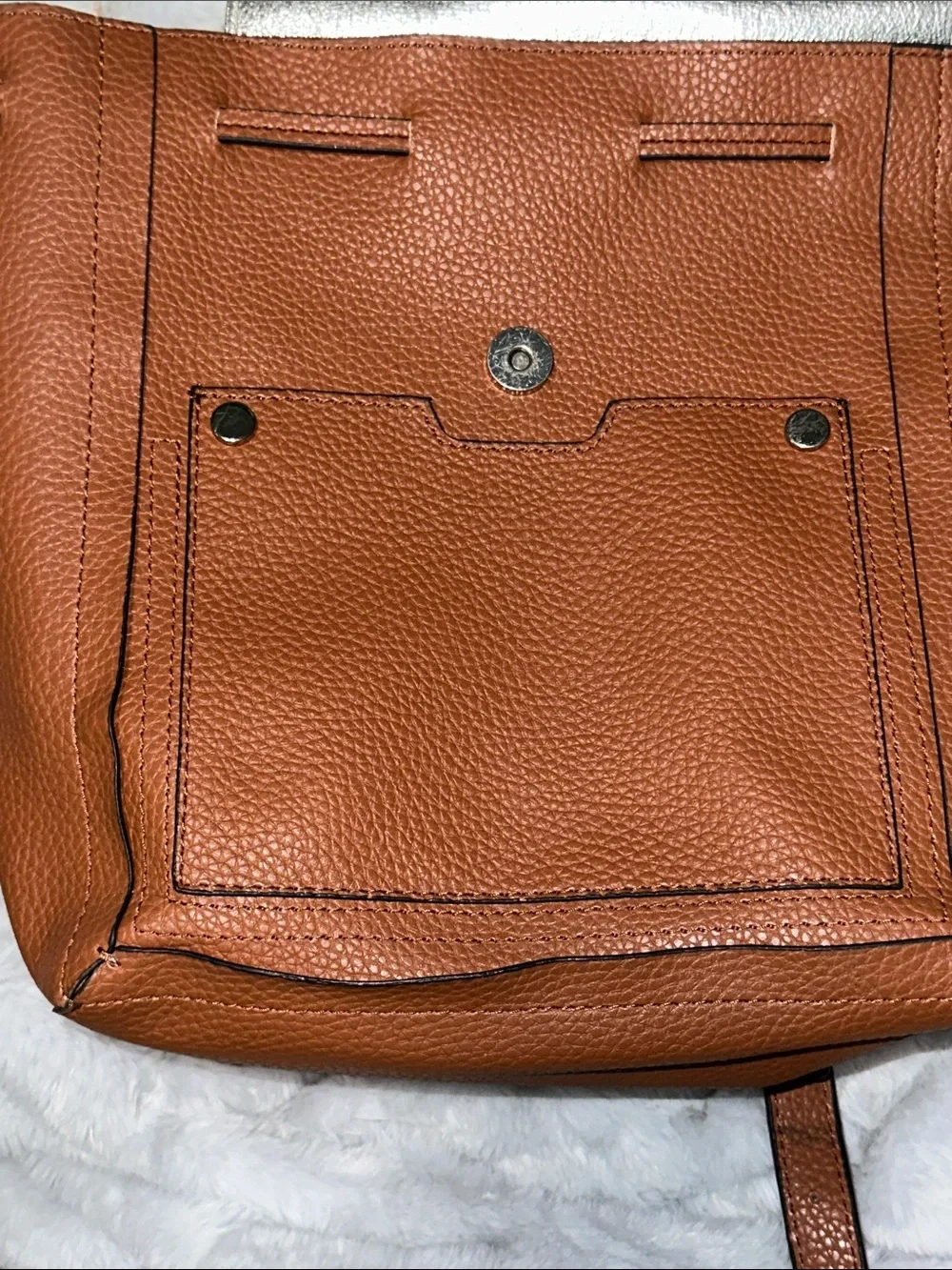 Steve Madden Tan Pebbled Leather Backpack with Front Pocket